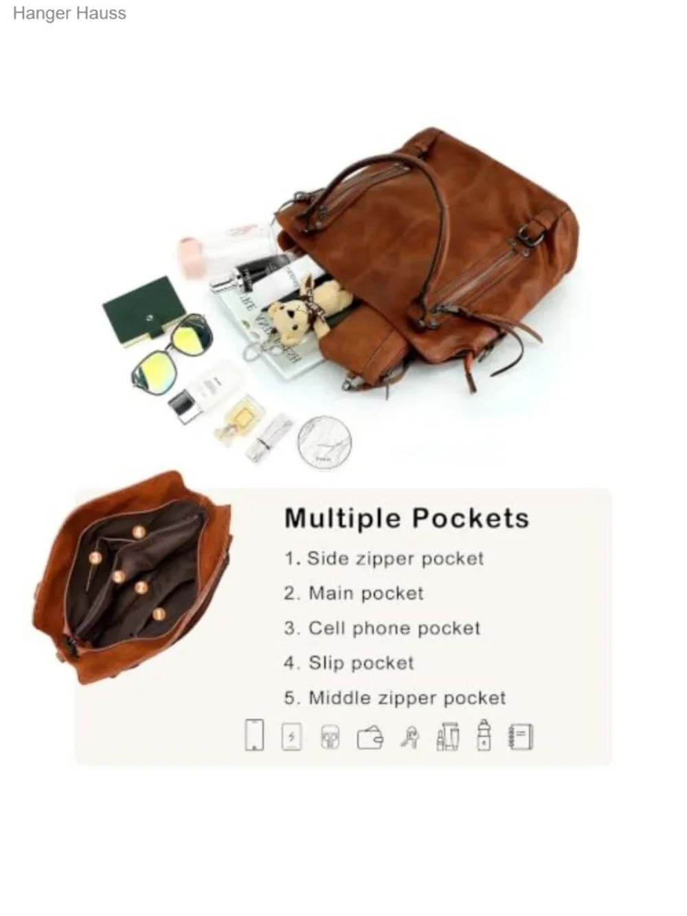 Large PU Leather Tote Handbag for Women, Hobo Shoulder Bag with Coin Purse